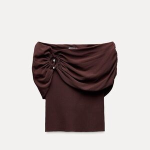 Zara off the shoulder metal ring knit top